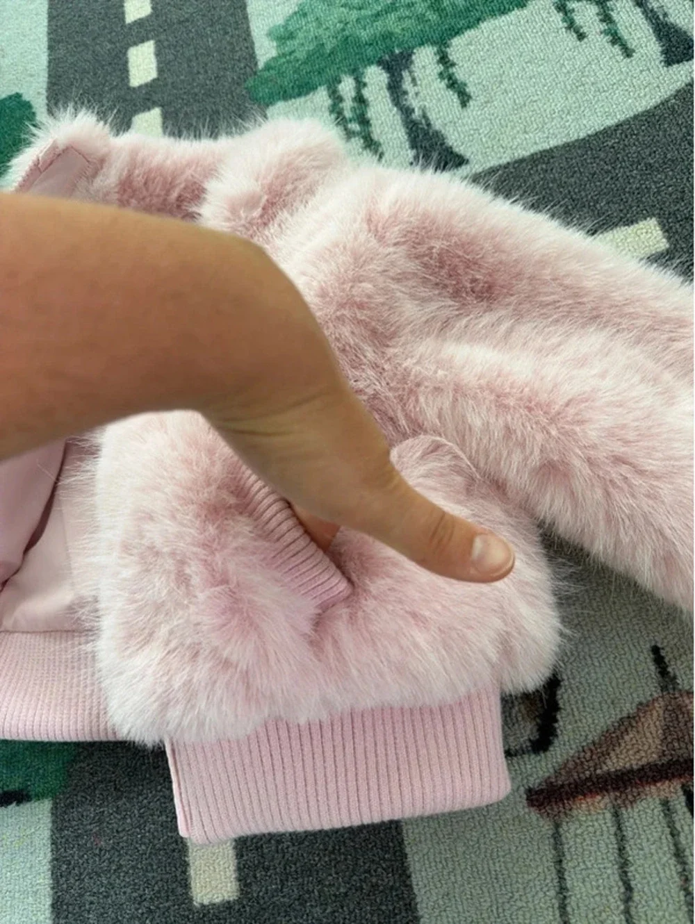 Cat & Jack Baby Pink Faux Fur Jacket with Heart Zipper Pull, Size 18 Months